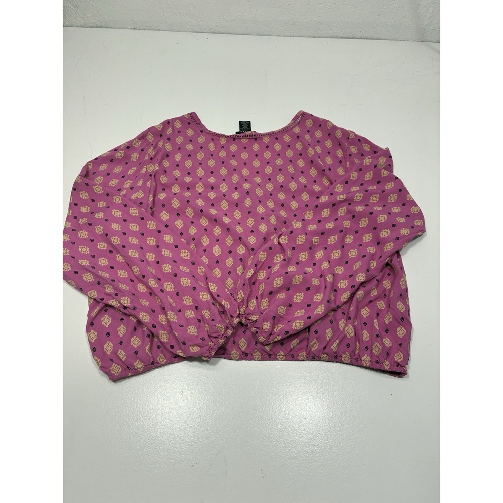 Wrangler Retro Surplice Women Wrap Blouse Size XL Puffed Sleeves Aesthetic - Picture 5 of 11